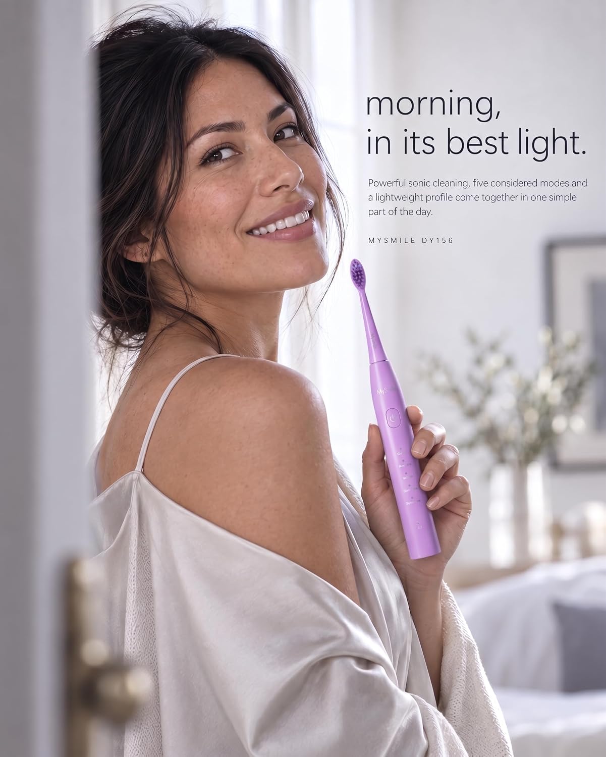 MySmile DY156 Rechargeable Electric Toothbrush, 3 Brush Heads, Purple