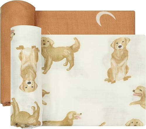 Manta de muselina neutra, manta para bebé, unisex, suave 70% viscosa de bambú y 30% algodón, grande de 47 x 47 pulgadas, manta de luna bohemia