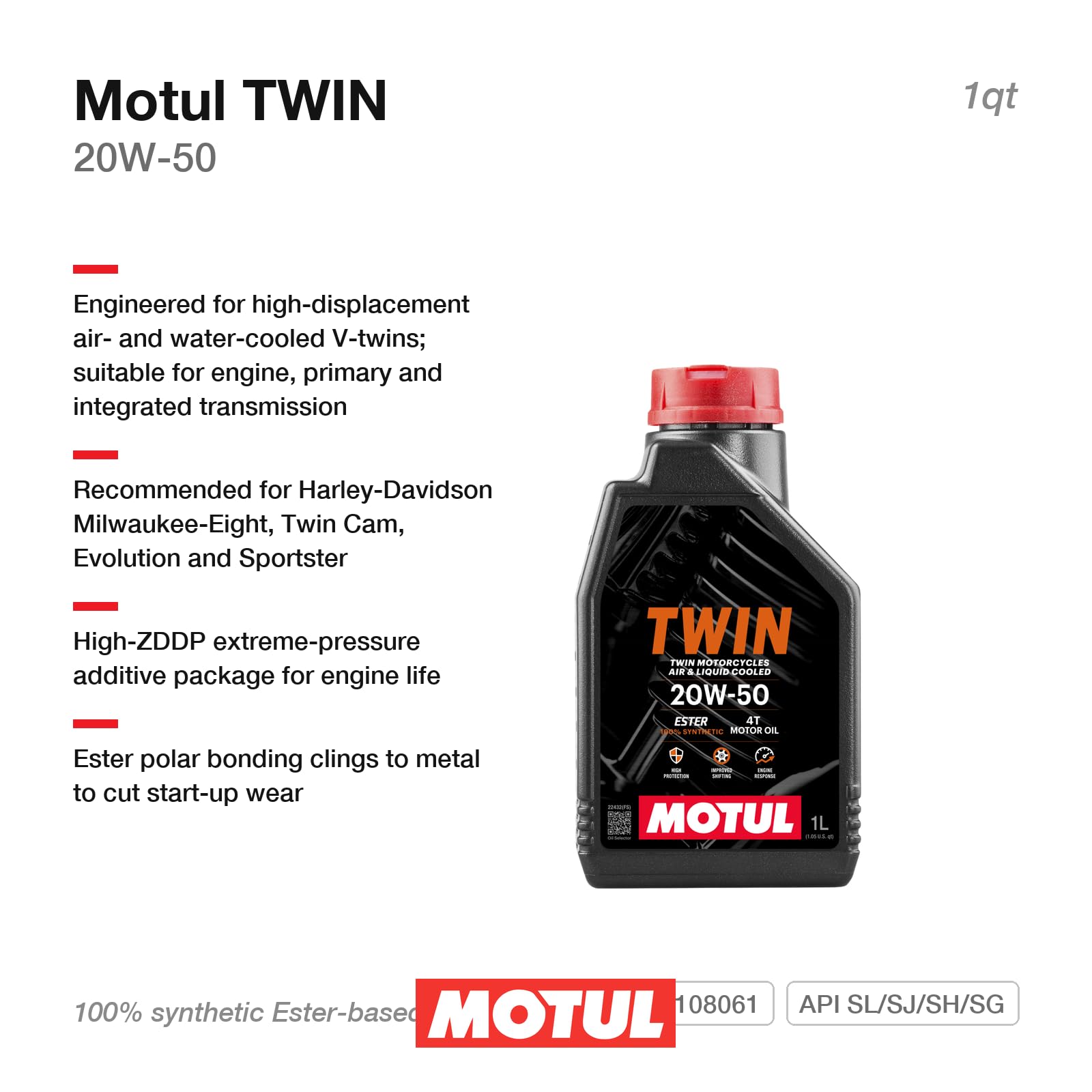 Amazon.com: Motul Twin 4T 20W-50 100% Synthetic, 1-Quart : Automotive