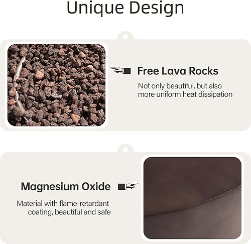 Miniatura 6 de HOMPUS Mesa redonda para fogata de propano para exteriores, 42 pulgadas, 50,000 BTU, mesa redonda de gas concreto de bronce con cubierta de tanque,