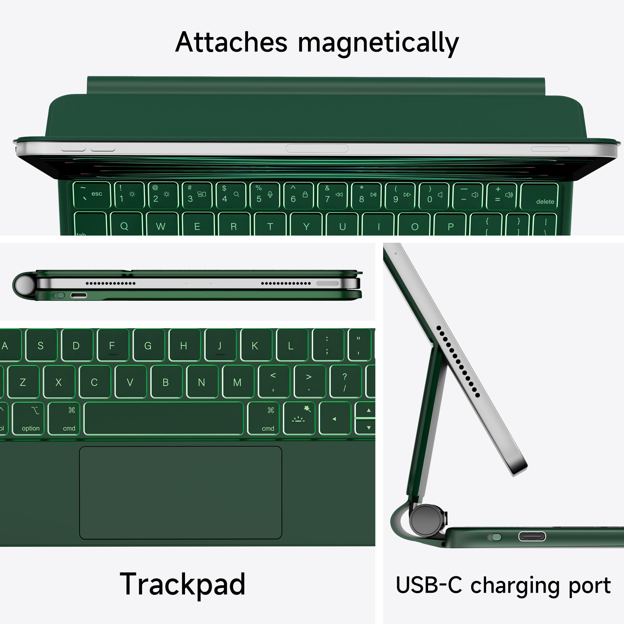 Magic Keyboard, IPad Air 11 M2 2024 Inch Keyboard For IPad Pro 11 Inch 4th/ 3rd/2nd/1st And IPad Air 5th/4th Generation Illuminated Case With Keyboard Floating Stand Design QWERTZ Layout Black