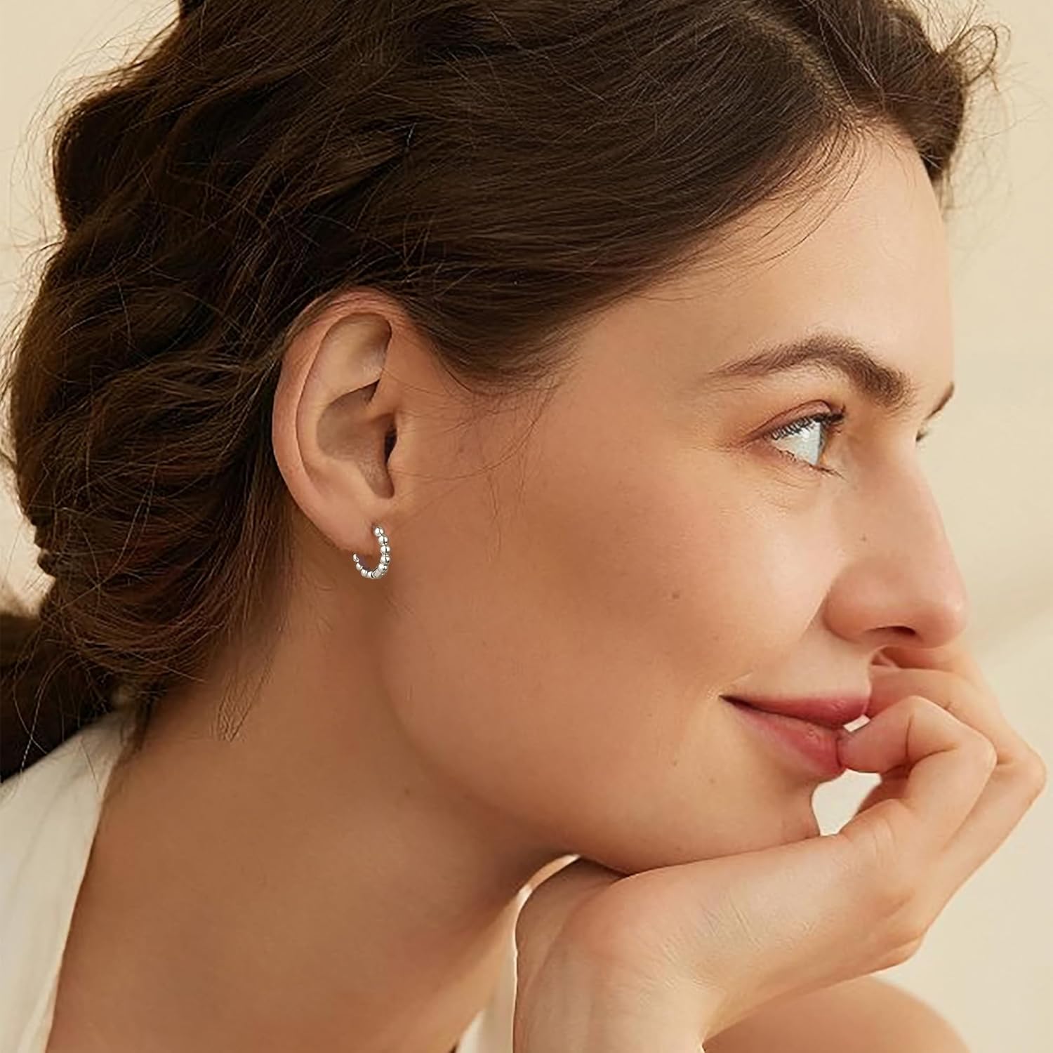 Fiusem Huggie Hoop Earrings for Women 14K Gold Plated, Small Dainty Earrings for Women, Hypoallergenic Hoops 8/10/12 mm - Image 4