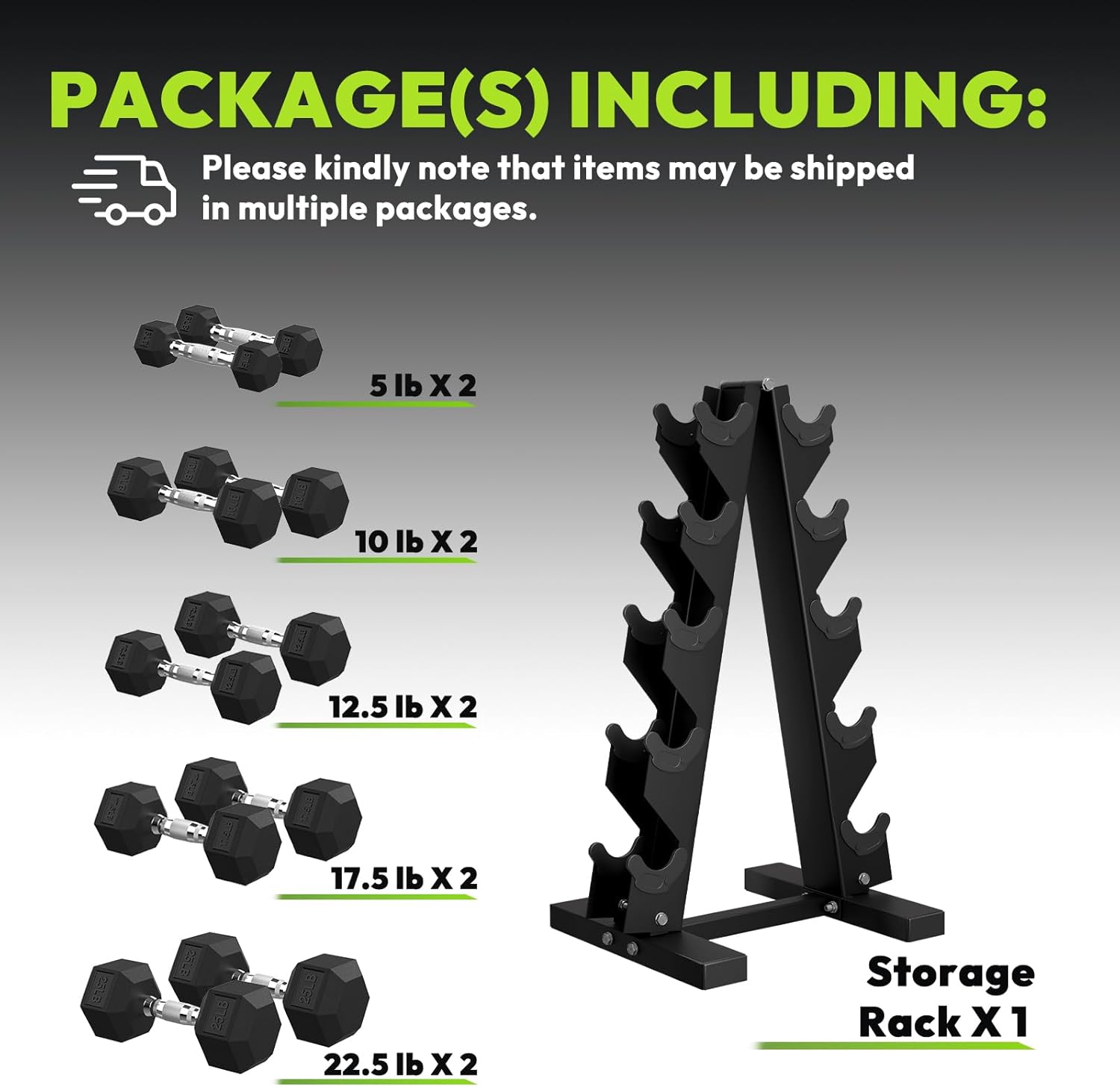 HANDBODE Hex Weights Dumbbell Set with Rack, Half-Pound Increment Rubber Coated Sets for Precision Weight Training & Micro-Loading, Free Hand Weight, Strengthtraining, Exercise, Fitness, Home Gym