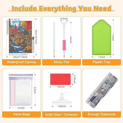 Miniatura 7 de Forest House - Kits de pintura de diamantes para adultos, kits de pintura de diamante 5D para principiantes, pintura de bricolaje con puntos de