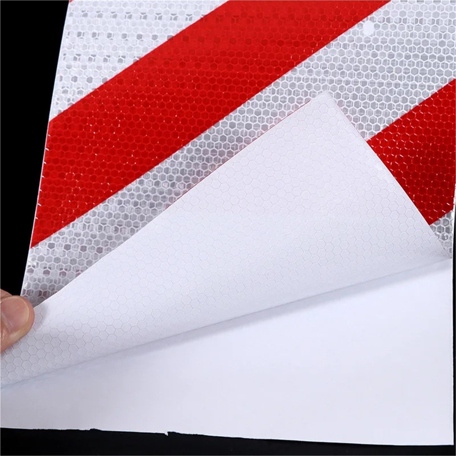 Cinta Reflectante Adhesivo reflectante de sarga fluorescente 5/10/15/20 cm | Cinta protectora de seguridad de advertencia de señales de tráfico(White Red Twill,15cmx5m)