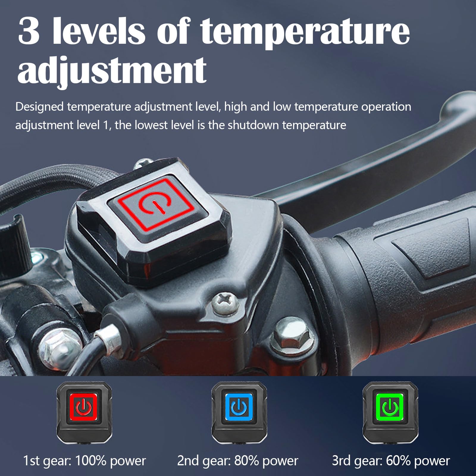 Manopole Riscaldate ATV da 12 V, Overgrip Riscaldato Per Moto Regolabile A 3 Livelli, Impermeabili Con Controllo Intelligente Della Temperatura