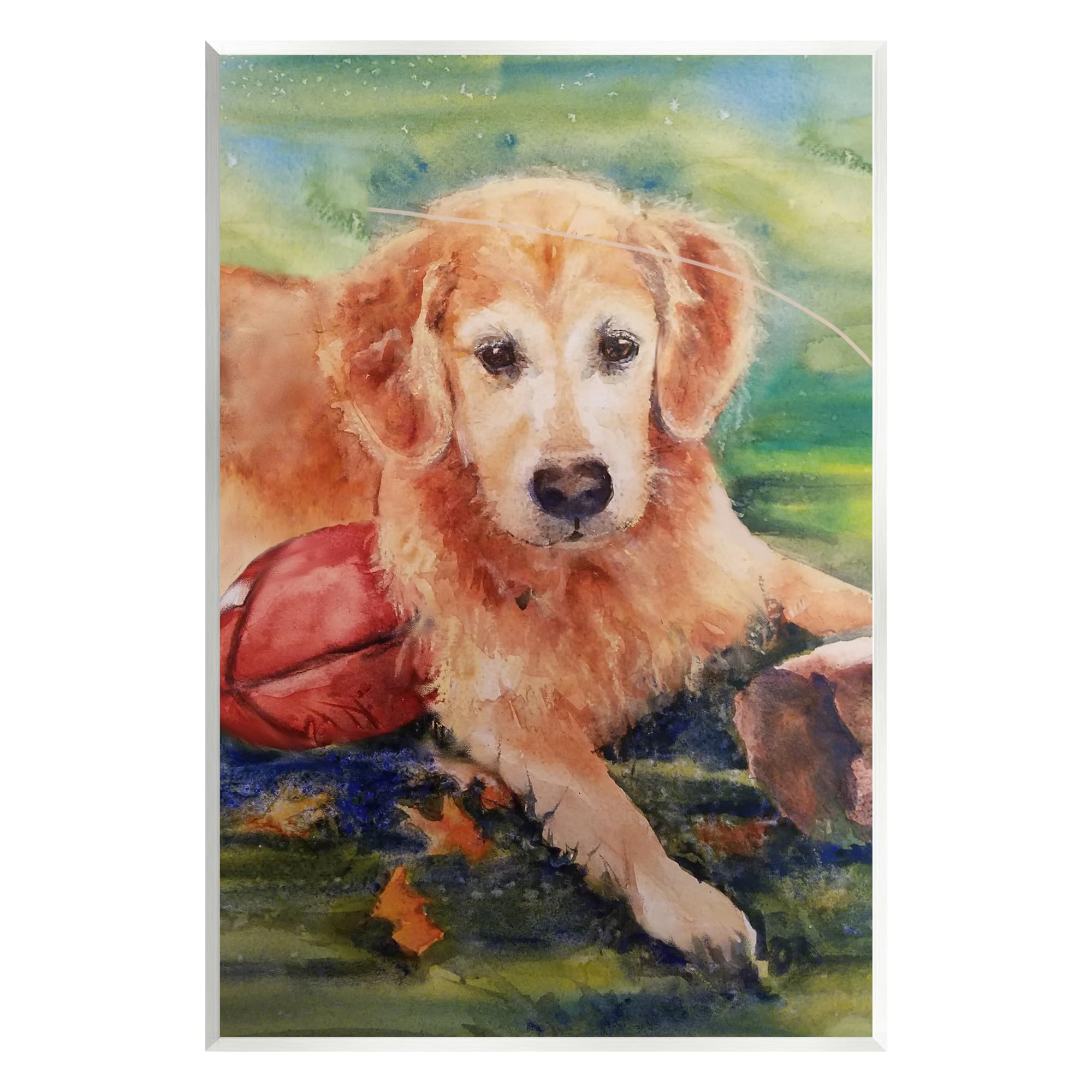 Stupell Industries Retriever Dog with Football Wall Plaque Art by MB Cunningham