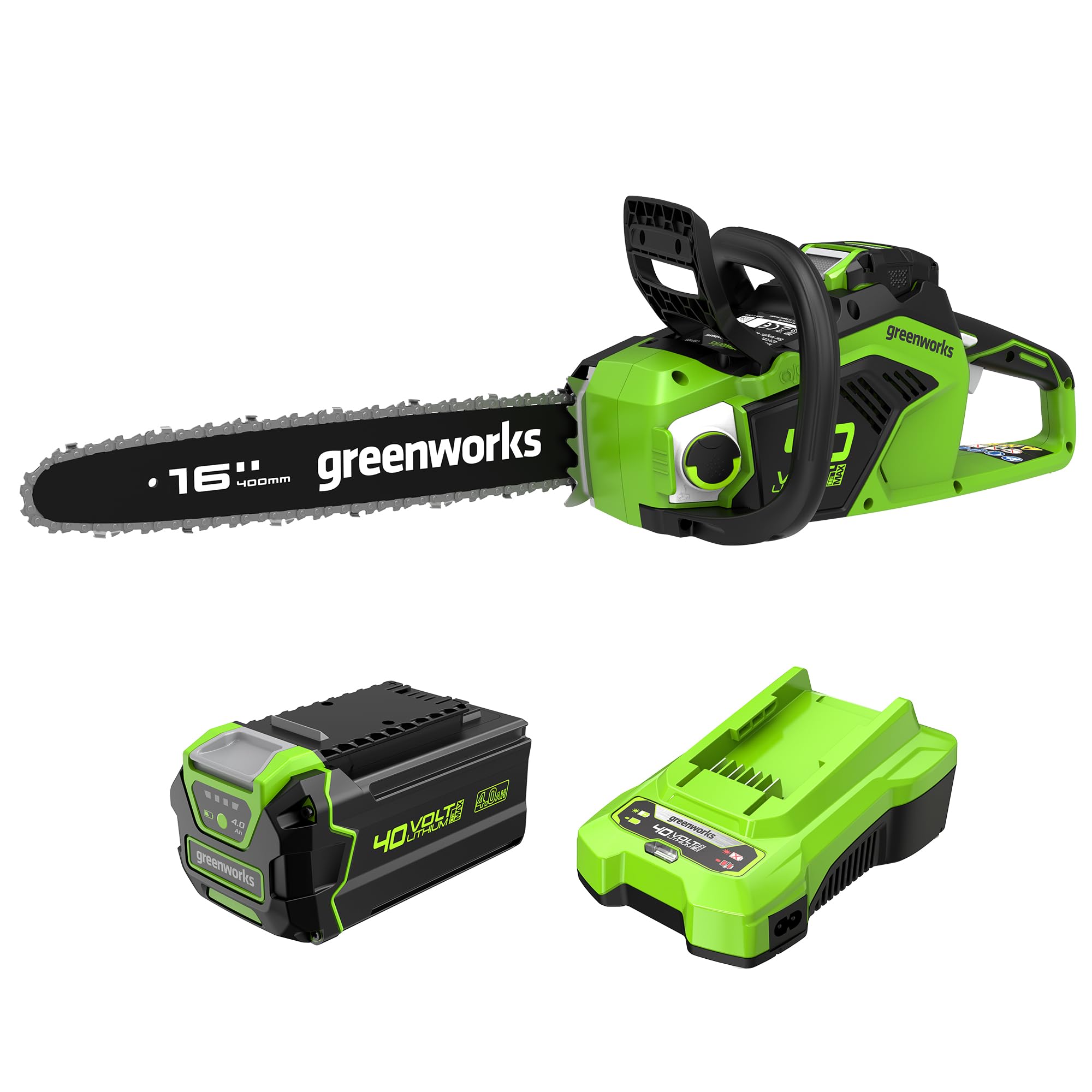 Auswahl an Gartengeräten von Greenworks