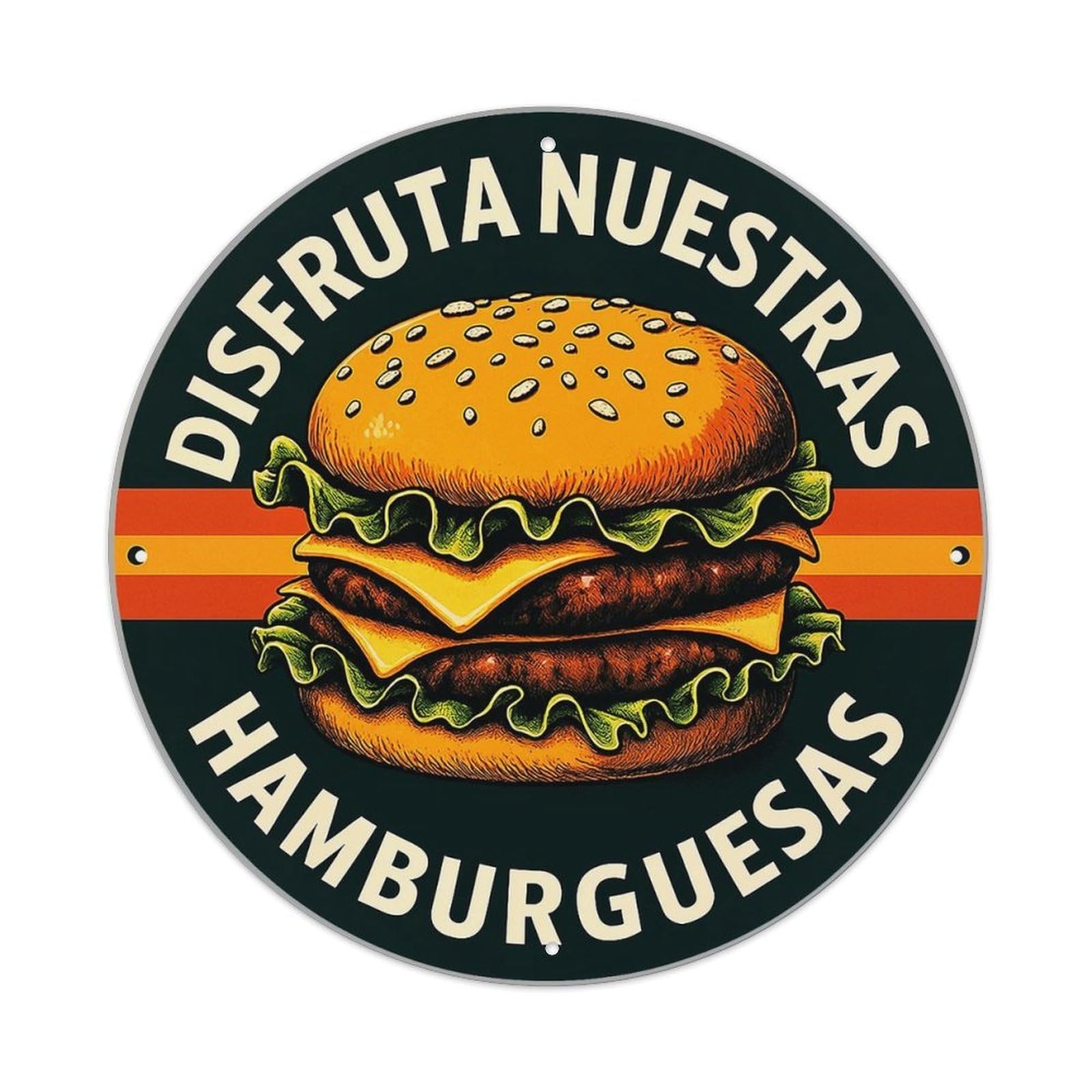 Jdyansheng Vintage Retro Burger Logo Design Print Tin Sign Metal Poster Metal Signs For Home Man Cave Bar Cafe Kitchen Laundry Room Wall Decorations 8X8 Inches