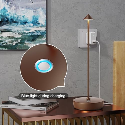 Miniatura 6 de JALVDE Lámpara de mesa recargable con pilas (juego de 2 - marrón café)