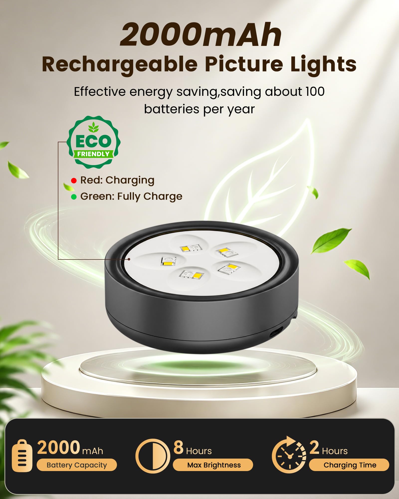 Paquete de 3 luces de imagen para pared, luces LED magnéticas recargables inalámbricas de 2000 mAh con control remoto, 3 temperaturas de color y 12 RGB, atenuación y temporizador, luz de marco