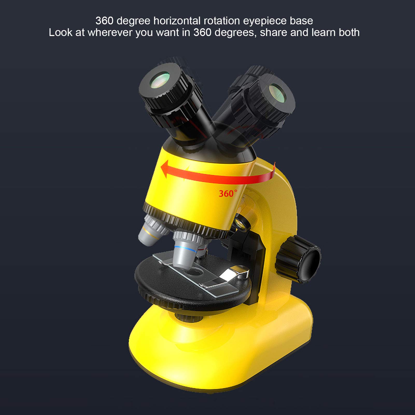 Microscopio per Bambini 40X-1200X Strumento Educativo Multifunzionale per Giovani Scienziati e Principianti (Gialla)
