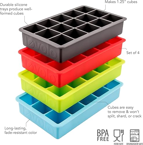 Miniatura 2 de Tovolo Perfect Cube - Bandejas para moldes de hielo, silicona resistente, resistentes a la decoloración, cubos de 1.25 pulgadas, surtidas, juego de 4
