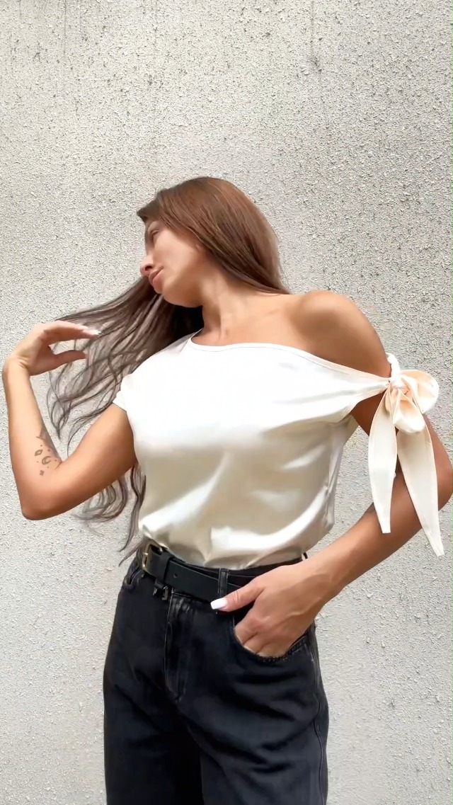 Black Blouse VIDUSSA Women's Off Shoulder Silk Tops Casual Short