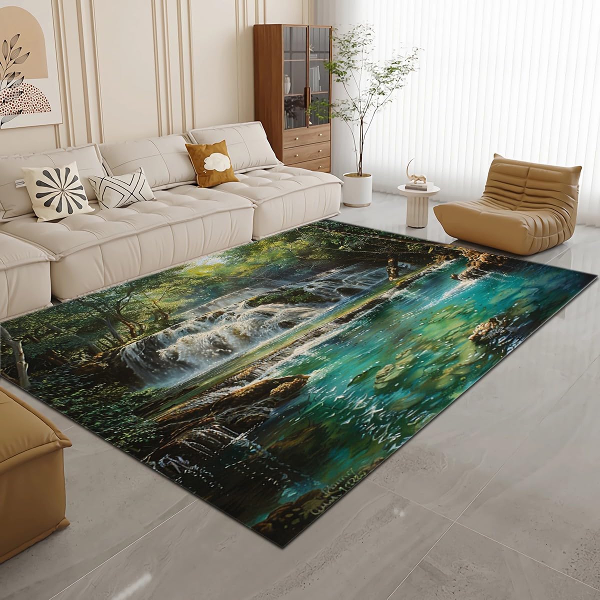 Amazon.com: Waterfall Scenic Lake River Rug 6x9 Rug Area Rugs for