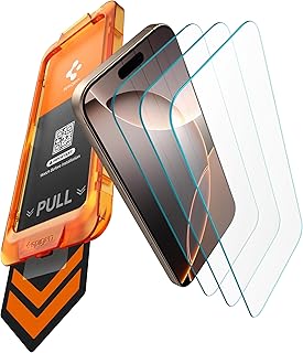 Spigen AlignMaster S Tempered Glass Screen Guard for iPhone 16 / iPhone 15 [3 Pack]