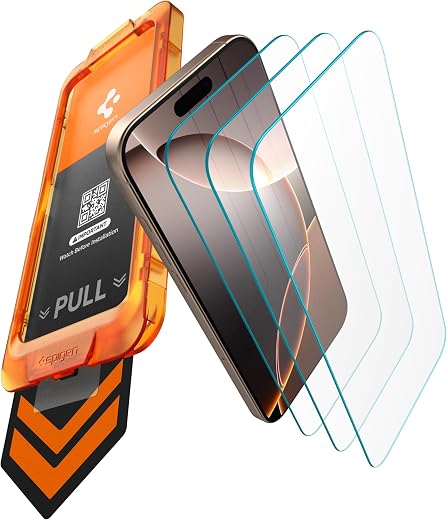 Spigen AlignMaster S Tempered Glass Screen Guard for iPhone 16 Pro [3 Pack]