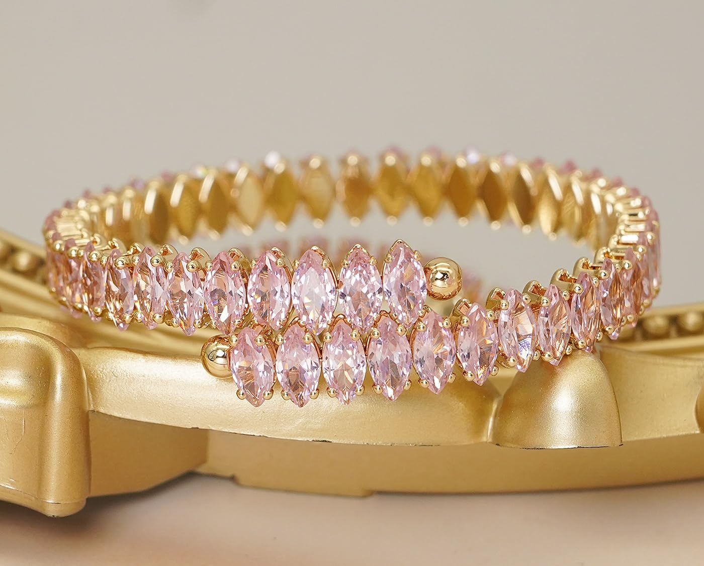 Rhinestone Cuff Bracelet Cubic Zirconia Tennis Bracelets Open Adjustable Elastic Bangle for Women - Image 7