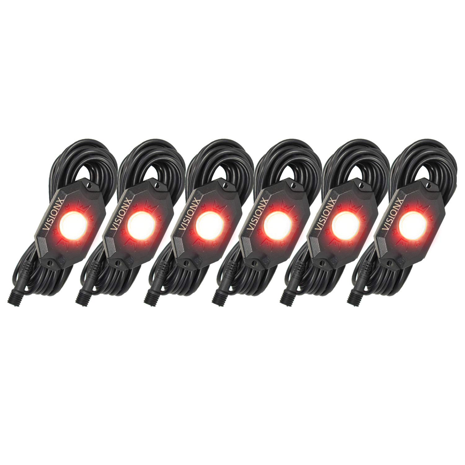Vision X Lighting HIL-RL6R 9 Watt LED Rock Light 6 Pod Kit, Red
