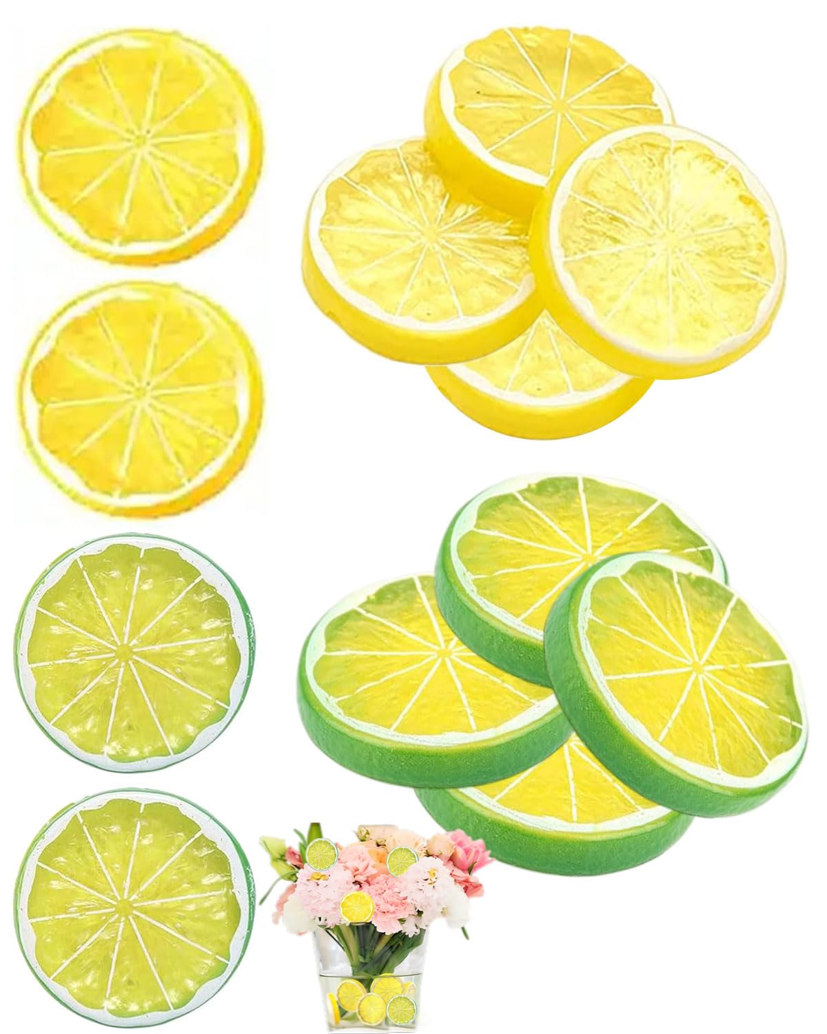 12Pcs La Rebanada Falsa del Limón Rodajas de Limón de Plástico Artificiales Simulación Limón Artificial Realista para Decoración la Cocina del Hogar, cocina, mesa, fotografía, accesorios