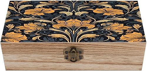 Miniatura 1 de Old Style Flowers Wooden Storage Box Exquisite Crafts DIY Wood Gift Boxes Large Vintage Wood Box with Lid Wooden Jewelry Boxes Art Stash Keepsake