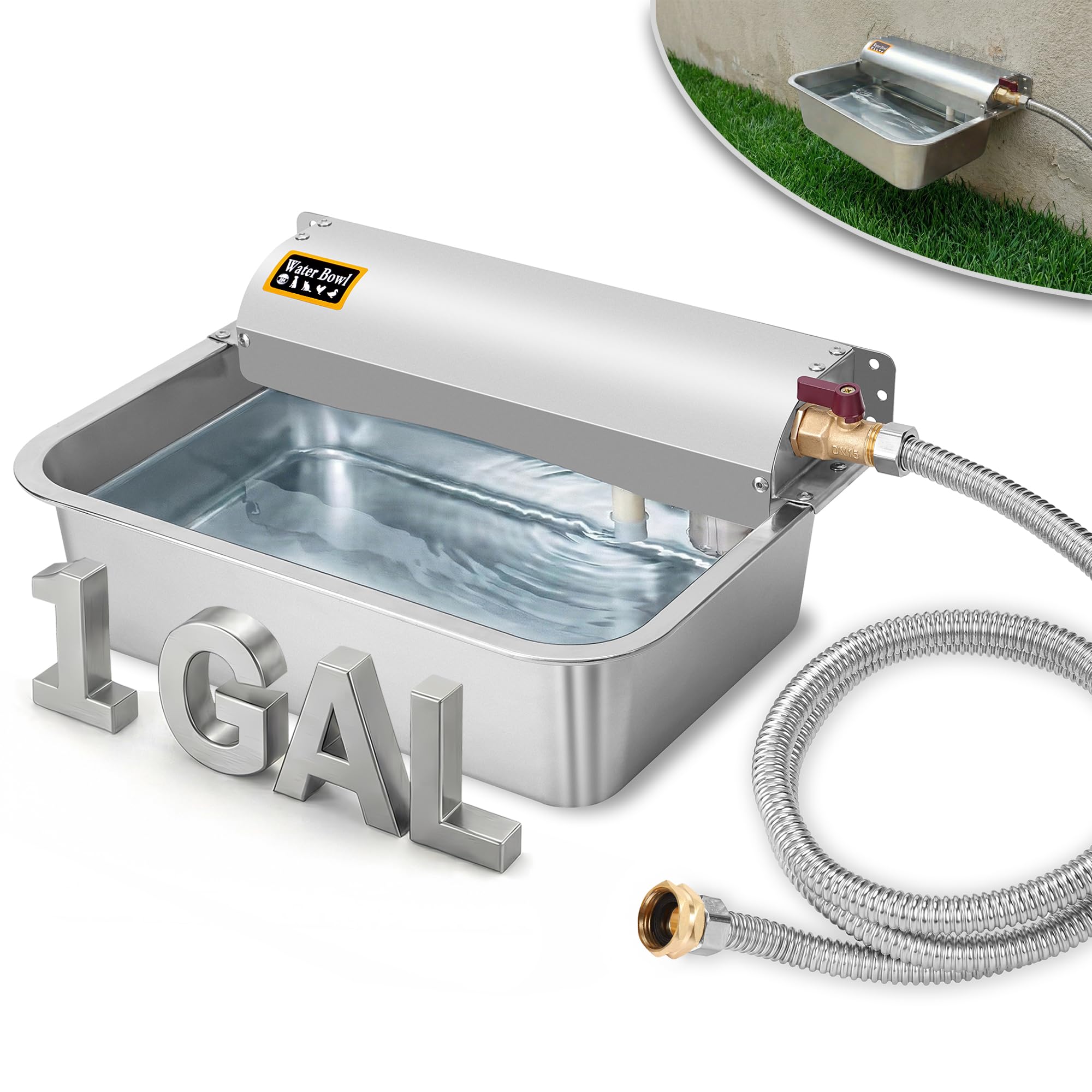 Dispensador automático de agua para mascotas, cuenco de agua de llenado automático de acero inoxidable 304 para perros, aves de corral y ganado, control de nivel de agua flotante, compatible con