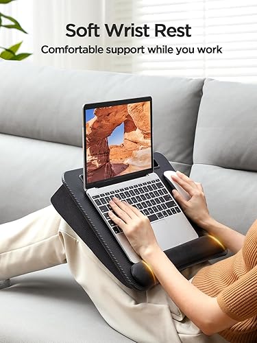 Miniatura 3 de LORYERGO LELD12B - Escritorio de regazo negro para laptop, se adapta a hasta 15.6 pulgadas, soporte de regazo para cama y sofá, escritorio de regazo