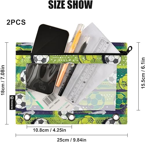 Miniatura 9 de Estuche para lápices de camuflaje azul marino con bandera estadounidense para carpeta de 3 anillas, 2 bolsas para lápices con bolsillo con