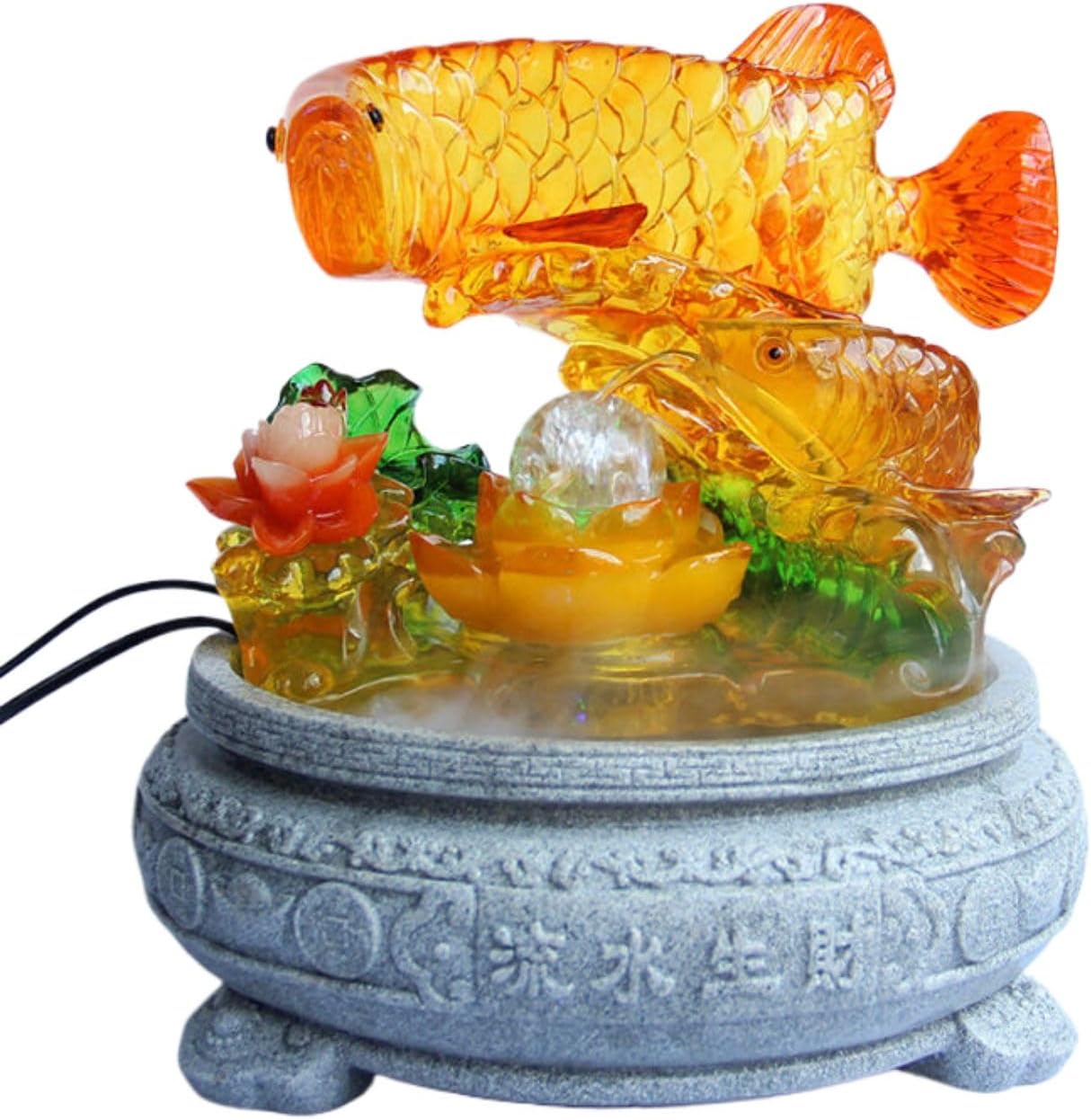Fangool Humidifying Fountain Flowing Water Dragon Ornament Resin Sculpture for Home Decoration Living Room Wealth Gathering Treasure Basin Decoration Cash Register Opening Gift