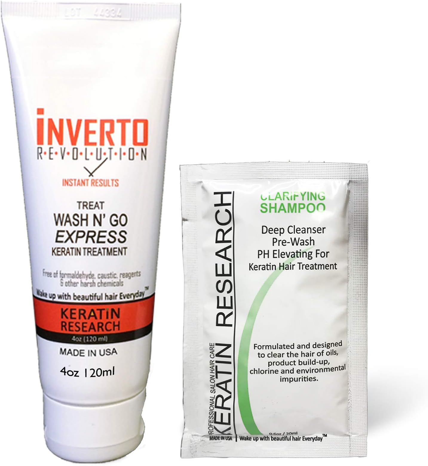 INVERTO Brazilian Keratin Hair Treatment Formaldehyde Free 120ml with Clarifying Shampoo Set Instant Results by Keratin Research