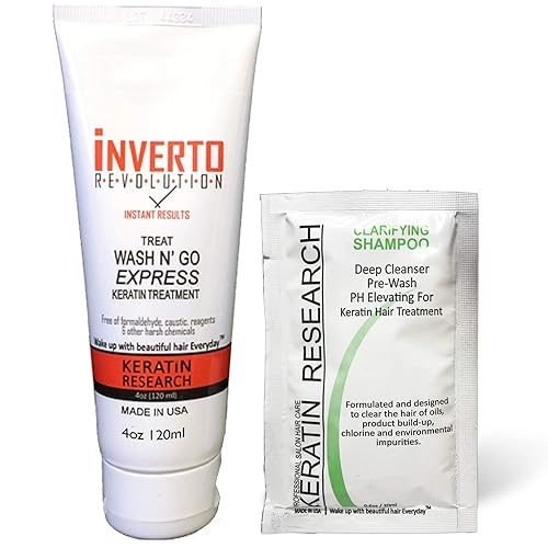 INVERTO - Tratamiento capilar de queratina brasileña sin formaldehído, 4.1 fl oz con champú clarificante, resultados instantáneos por Keratin