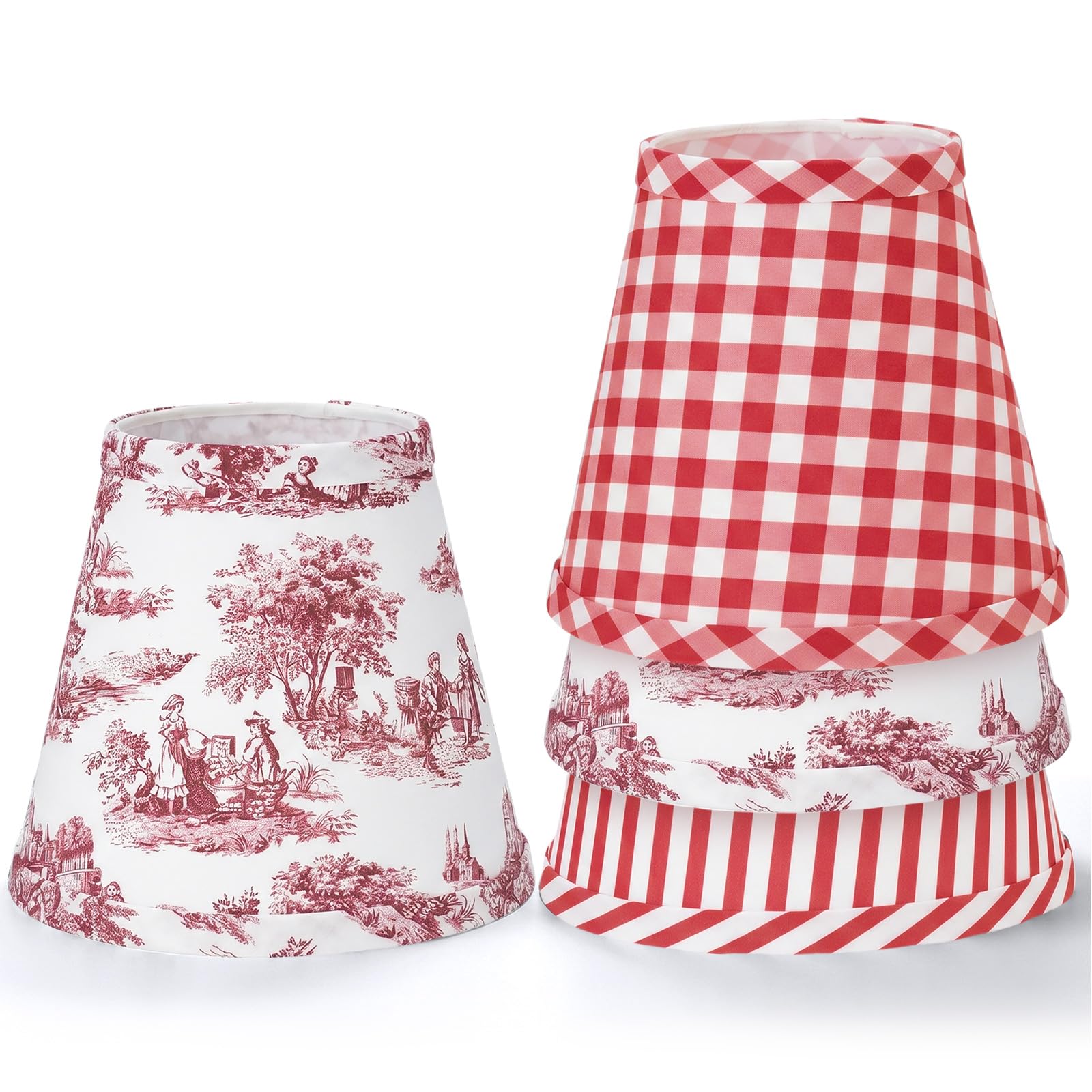 Photo 1 of Gerrii 6 Pcs Red Gingham Lamp Shade Small Chandelier Lamp Shade