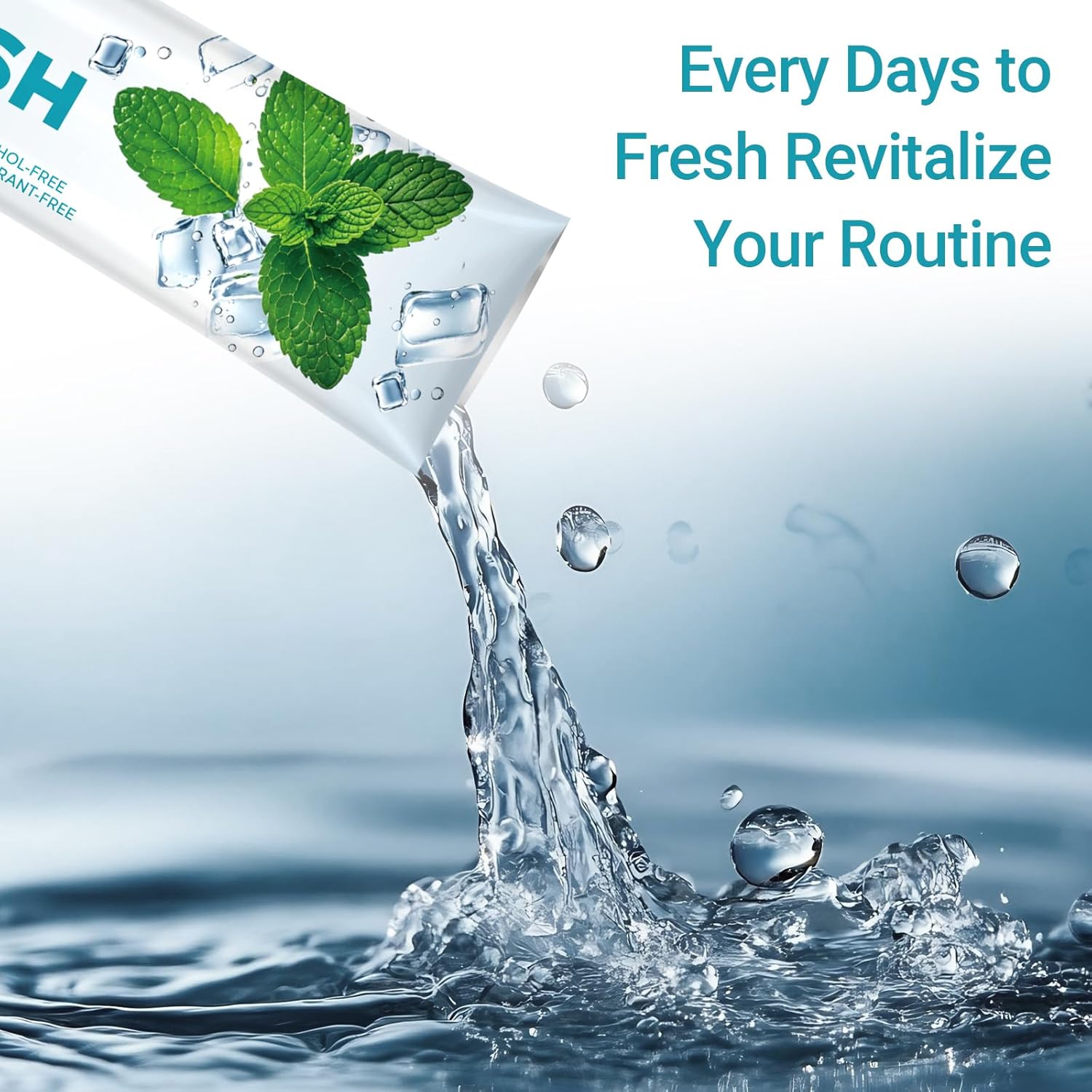 Dincherbel Travel Mouthwash Packets (60 Count) - Alcohol & Fluoride Free Natural Mint Mouth Wash - TSA Approved Individual Packets - Portable, Leak-Proof Sachets for Bad Breath, Gum Health & Dry Mouth