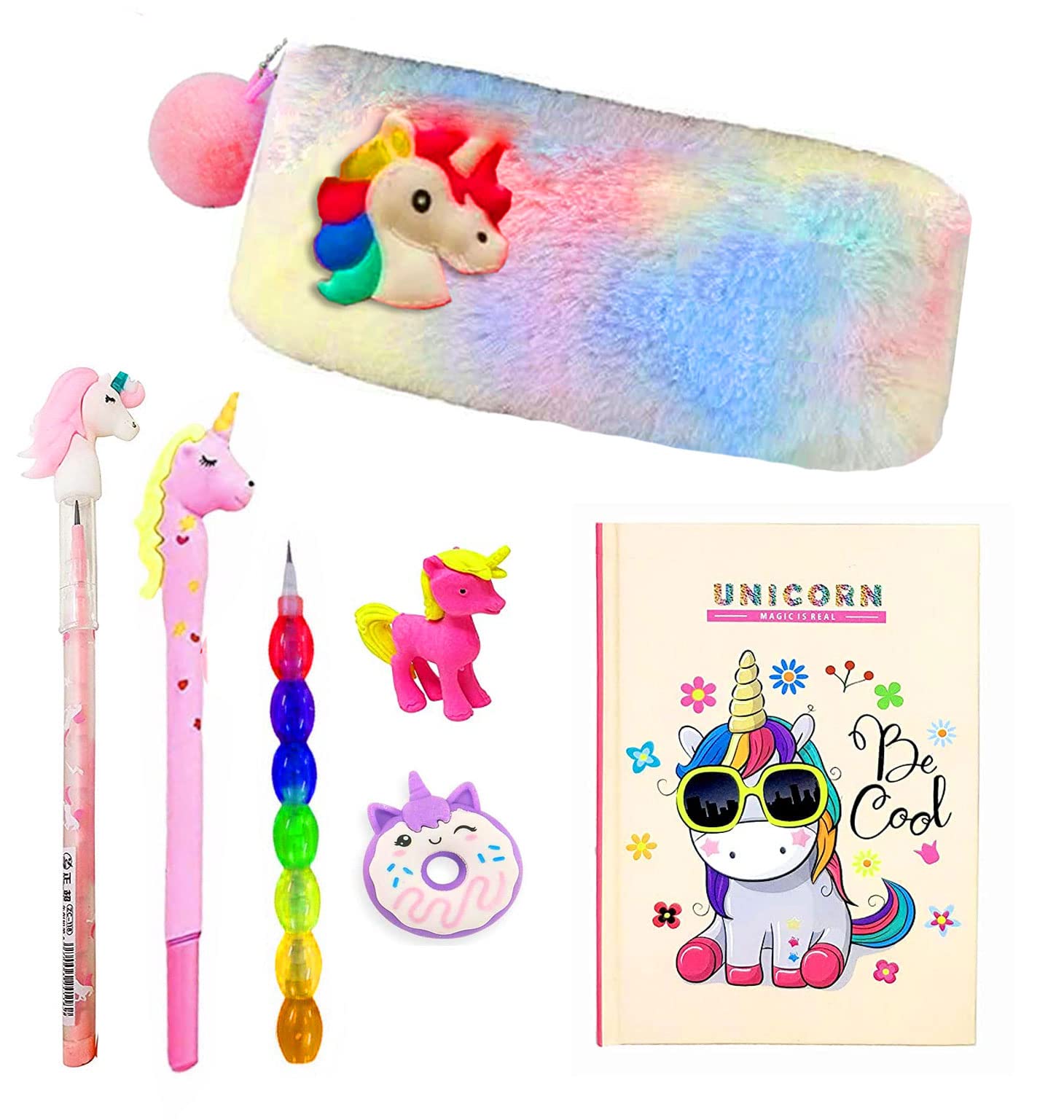 Neel® Unicorn 7 Pieces Stationery Set Unicorn Pencil Case Pencil Pouch Geometry Box with Stationery and Diary A6 Size Unicorn Ruled Diary Unicorn Pen Pencil Eraser School Stationery Gift Set (Combo 1) (B0B53VB6DY) Amazon Price History, Amazon Price Tracker