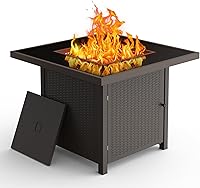 Vista 11 de BALI OUTDOORS - Mesa para fogata de gas propano 32 pulgadas, 50,000 BTU, fogatas cuadradas de gas para exterior, color marrón