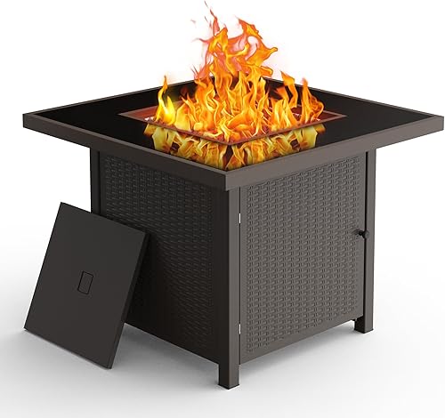 Miniatura 11 de BALI OUTDOORS - Mesa para fogata de gas propano 32 pulgadas, 50,000 BTU, fogatas cuadradas de gas para exterior, color marrón