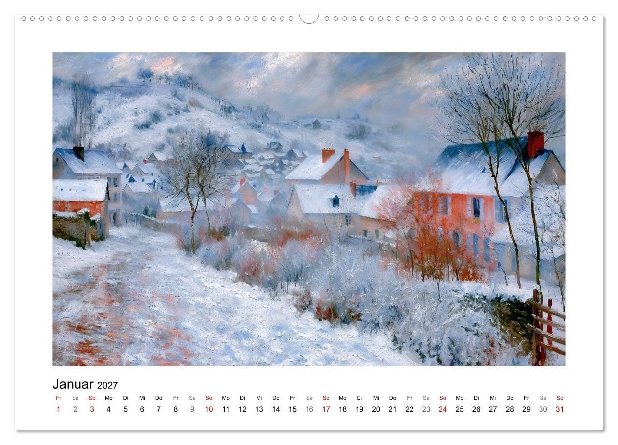 Poesie der Jahreszeiten (hochwertiger Premium Wandkalender 2027 DIN A2 quer), Kunstdruck in Hochglanz: KI-Kunst im impressionistischen Stil (CALVENDO Kunst)