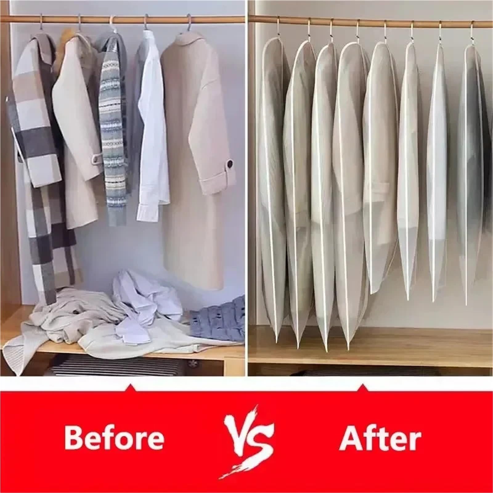 Funda antipolvo lavable para ropa para almacenamiento de trajes y vestidos, organizadores de armario, 60 x 80 cm, varios paquetes disponibles