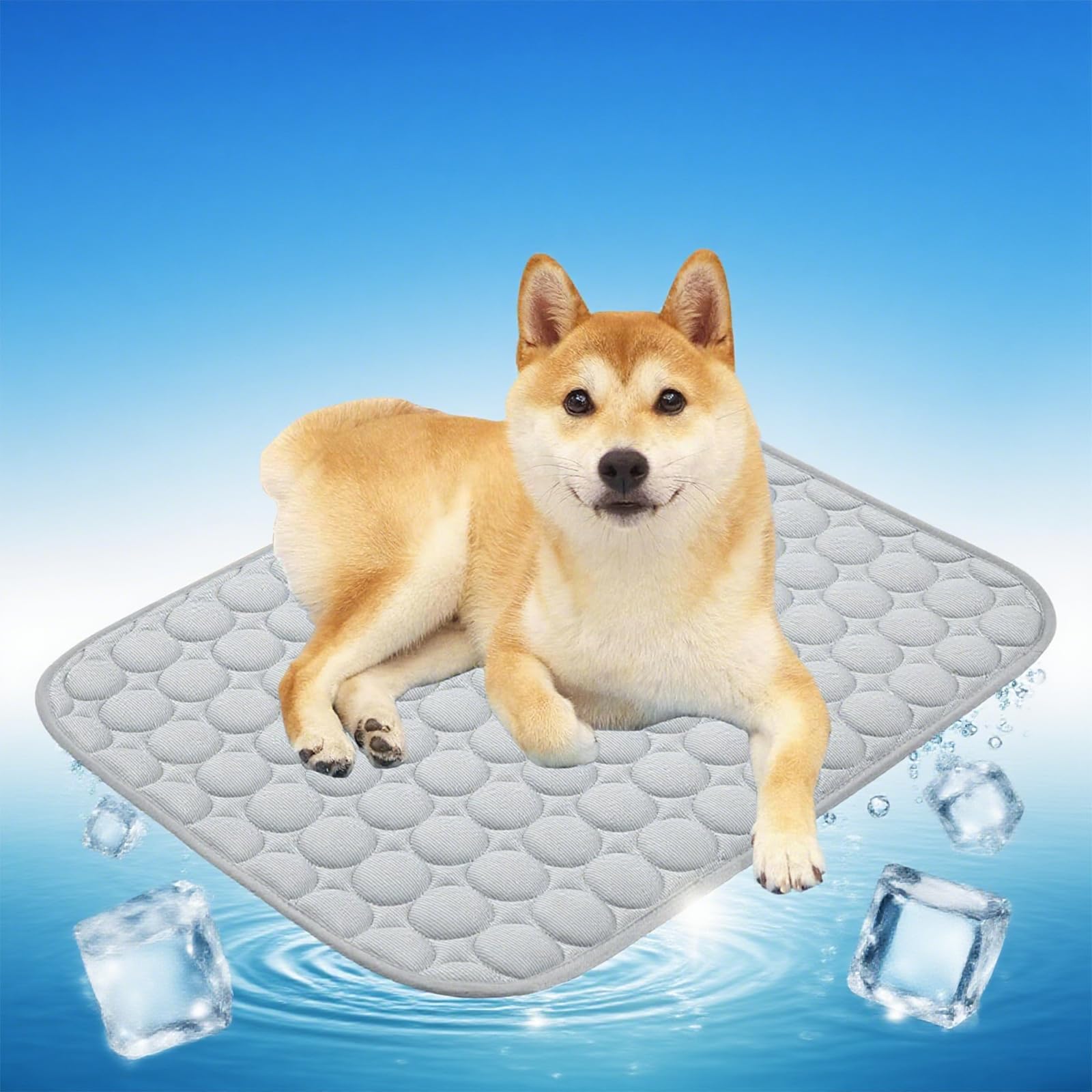 Tejido de Seda Helada Cama Perro Verano, Talla M para Exteriores Manta Refrescante para Perros, 62 × 50 cm Colchoneta Perro, Color Gris, Buena Ventilación, Apto para Perros y Gatos