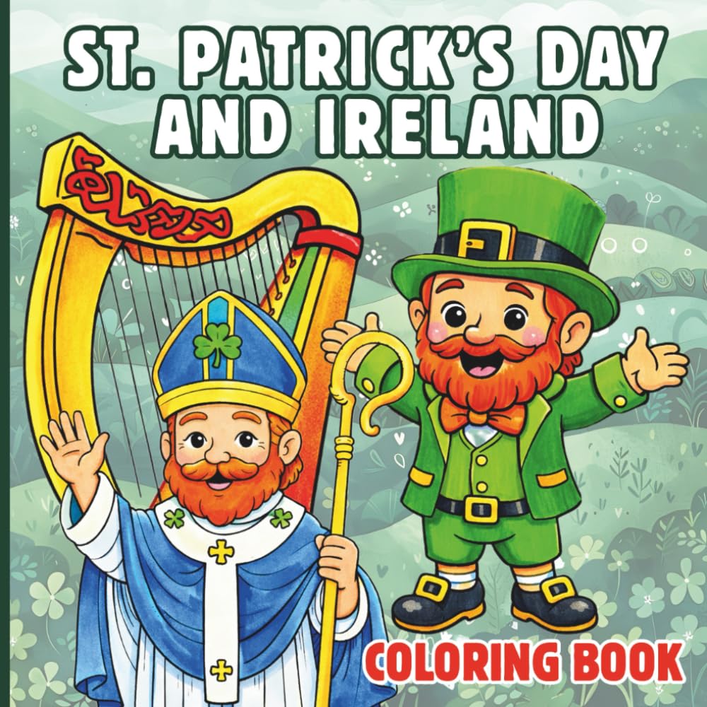 St. Patrick’s Day and Ireland Coloring Book for Kids: Irish Legends and Traditions with Shamrocks, Leprechauns, and Educational Facts (FactaColor Kids)