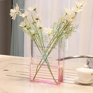 Book Vase for Flowers Home Décor,Artistic and Cultural Flavor Decorative Acrylic Clear Vase for Home and Office,Creative Gifts for Book Lovers. (Pink) | Simplicity Bookshelf Decor,Unique Stuff for Book Lovers,Home Decor,Book Club Gifts,Decorative Acc