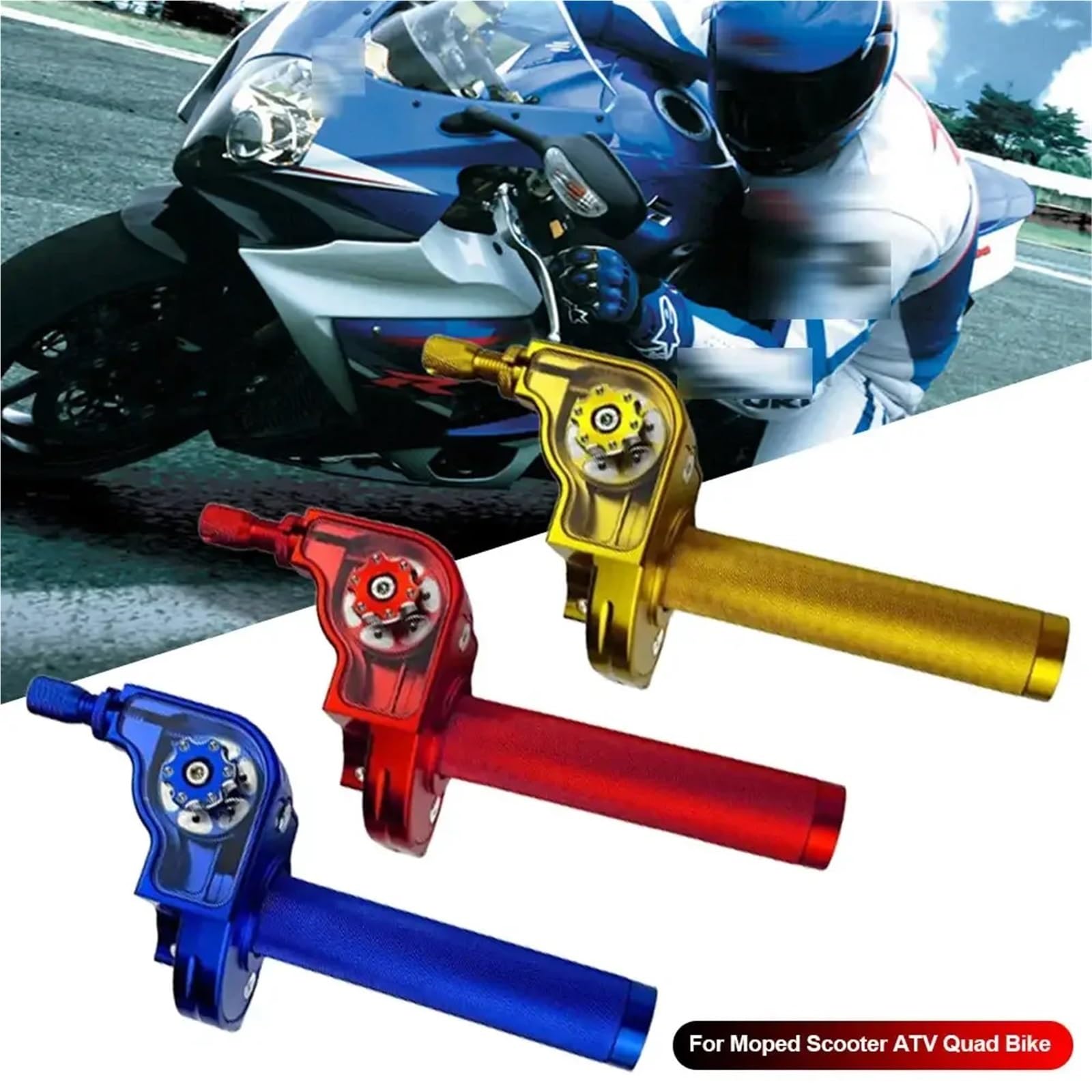 uchwyty kierownicy 7/8" Manetka przepustnicy z szybko działającym mechanizmem i linką, pasująca do motocykli, motorowerów, 50 cm3, 125 cm3 i 150 cm3 M10*1.5