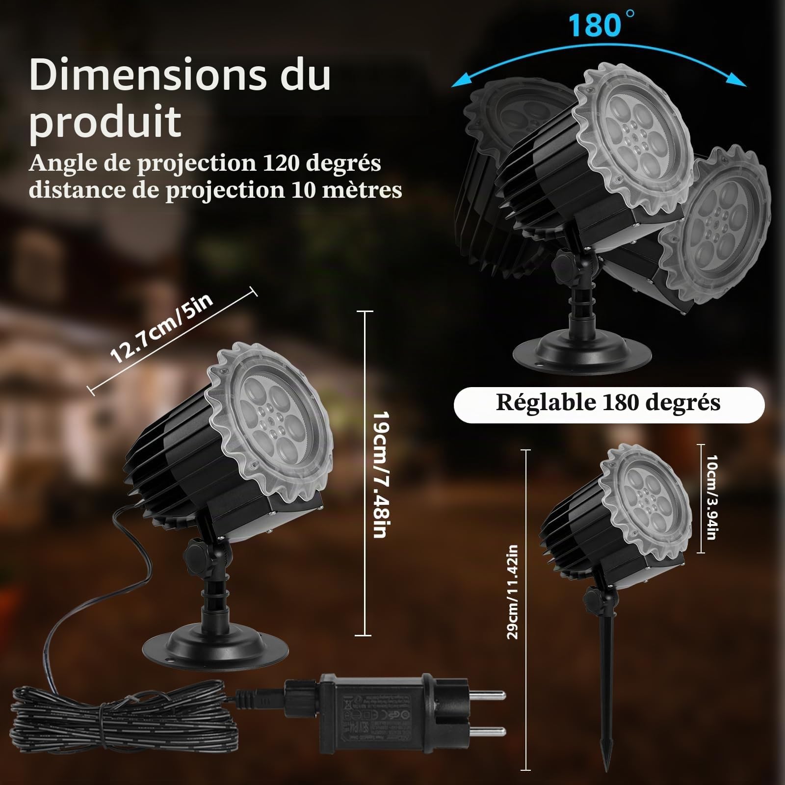 Décoration D'Halloween En Extérieur, Projecteur Dynamique, Projecteur Lumineux étanche IP65, Visage de Diable, Lumières Décoratives D'Halloween Pour Jardin, Fenêtre, Mur, Cour, Fête