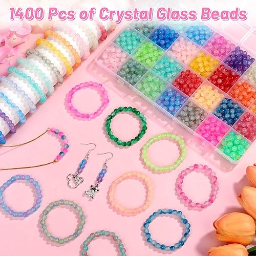 Miniatura 4 de shynek 1400 cuentas redondas de vidrio de 0.236 pulgadas para pulseras, cuentas de pulsera de 28 colores, cuentas de cristal para hacer joyas, hacer