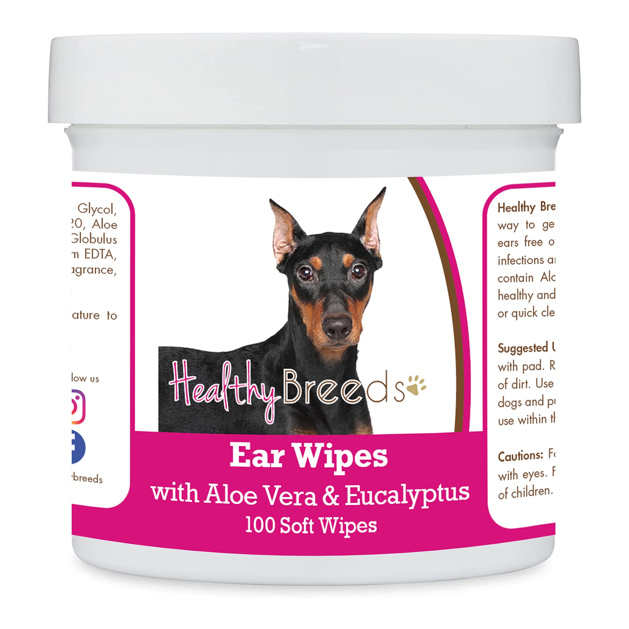 Healthy Breeds German Pinscher Ear Cleaning Wipes with Aloe &amp; Eucalyptus for Dogs 100 Count