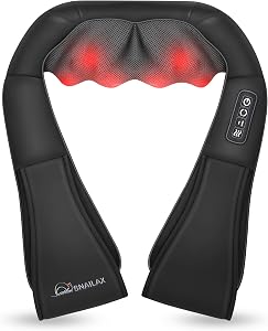 Massager de cou Shiatsu, Coussin de massage pour les épaules avec chaleur pour utilisation dans la voiture, à la maison ou au bureau SL632 Snailax (Noir)