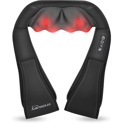 Snailax Shiatsu Neck and Shoulder Massager - Back Massager with Heat, Deep Kneading Electric Massage Pillow for Neck, Back, Shoulder,Foot,Body