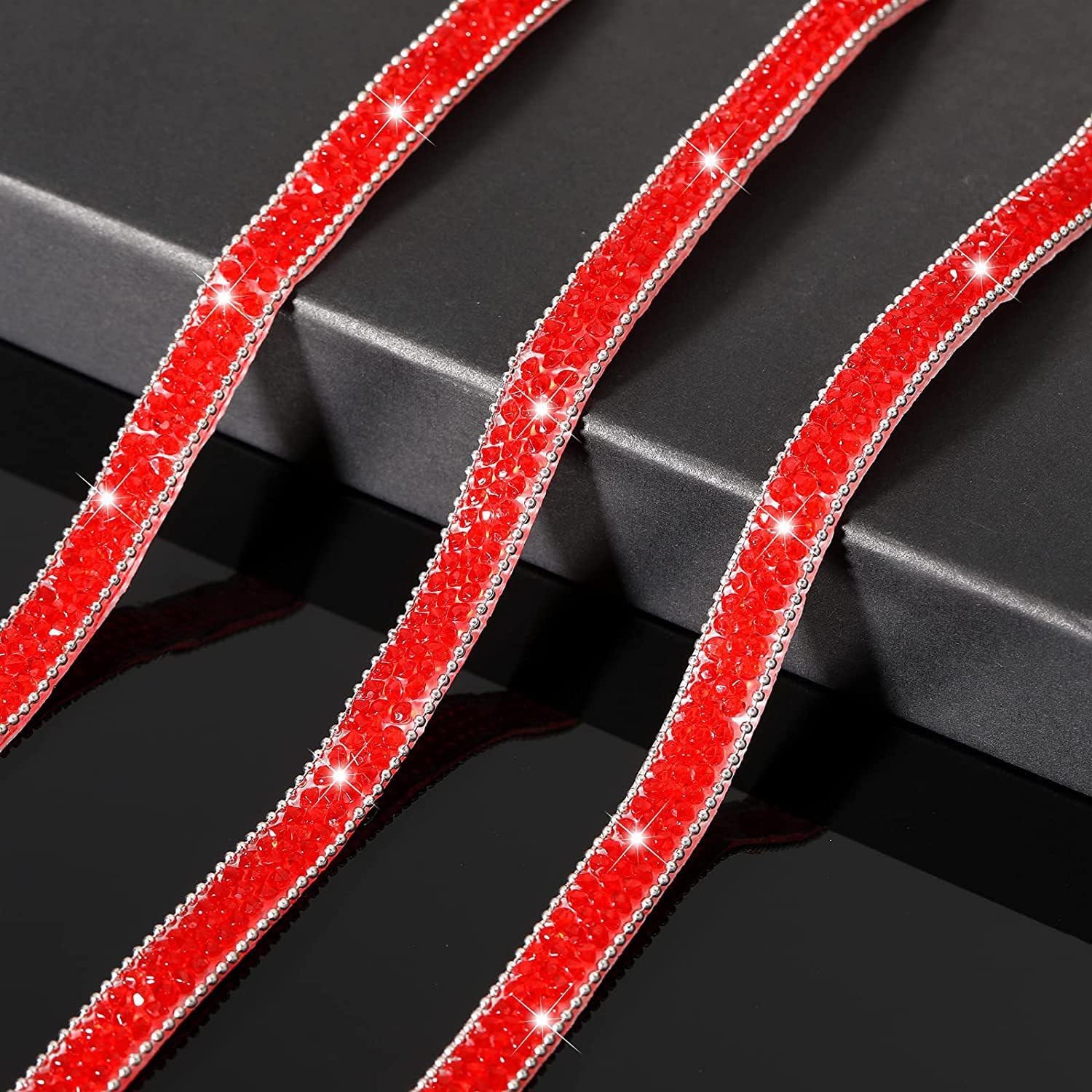 Wstążka samoprzylepna kryształowa kryształ górski diament 10 jardów x 10 mm błyskotka DIY kryształ górski diamentowa naklejka wydarzenie wesele samochód telefon czerwony