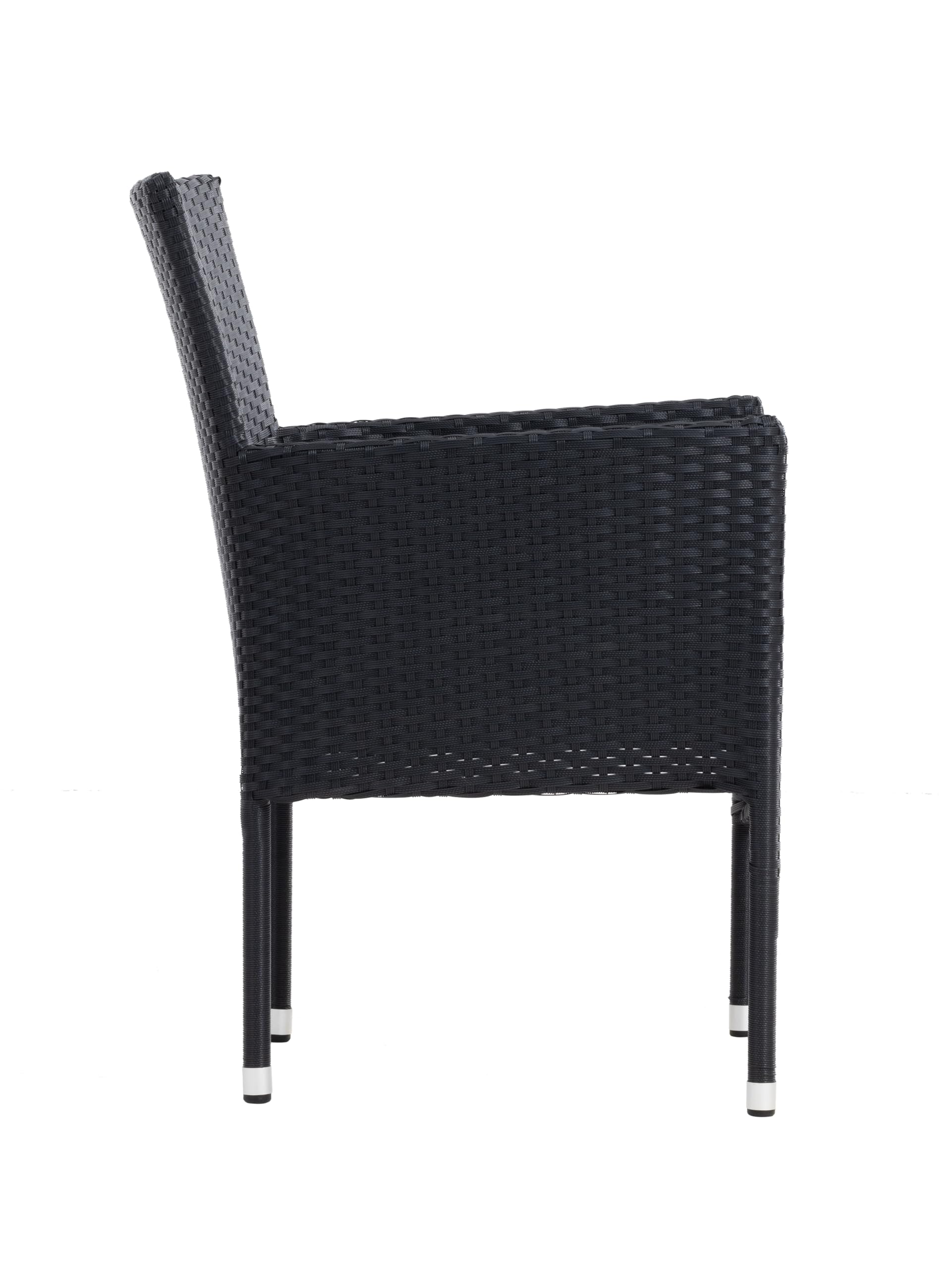 METRO Professional Silla de Jardín con Reposabrazos y Cojín Noelani, Acero/Ratán sintético, Sillón para Exterior, Negro