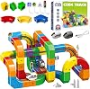 Clickrail Electric Train Set, 123PCS 3D Racing Cube Track Set with Electric Train DIY Cube Track Magic Rail Cube Train Set with Gravity-Defying Motorized Train STEM Trains Toy for Kids Adults